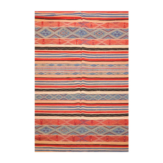 6' x 9' Hand Woven Wool Boho Chic Turksih Kilim Area Rug Red Contemporary