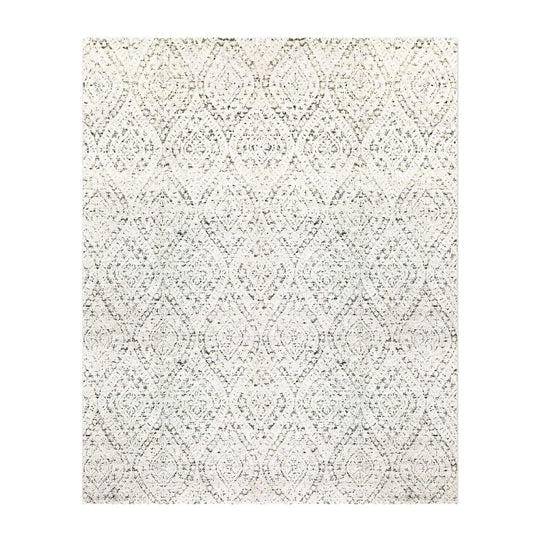 8' x 10' Hand Knotted 100% Bamboo Silk Area Rug Transitional Ivory Gray