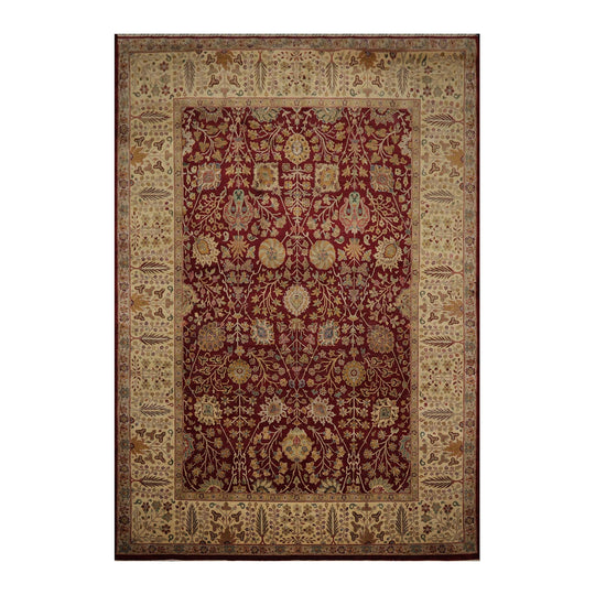 10'2" x 14'7" Hand Knotted 100% Wool Traditional Oriental Area Rug Burgundy