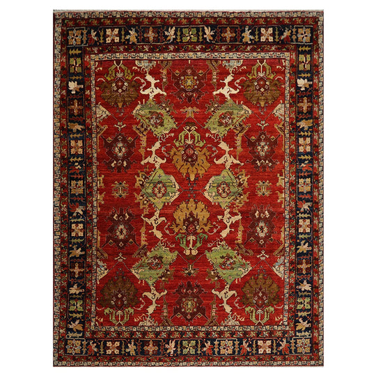 9'5" x12'5" Hand Knotted full pile Afghan Veg-dyes Arts & Crafts Tribal Area Rug Burnt Orange