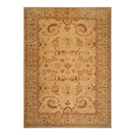 10'1" x 13'9" Hand Knotted 100% Wool Traditional Oushak Oriental Area Rug Tan