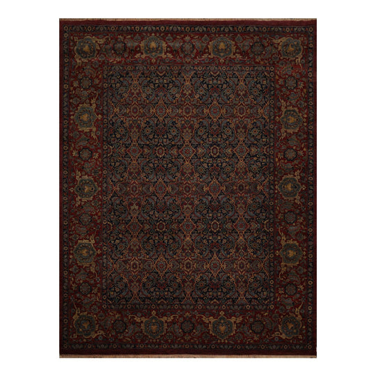 9'1" x 12'2" Hand Knotted Traditional 100% Wool 200 KPSI Oriental Area Rug Navy