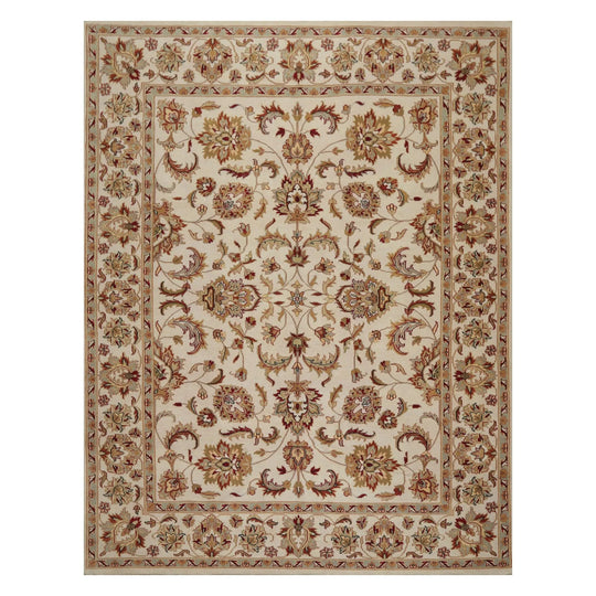 8x10 Ivory, Rust, Aqua Color Hand Knotted Persian 100% Wool Agra Traditional Oriental Rug