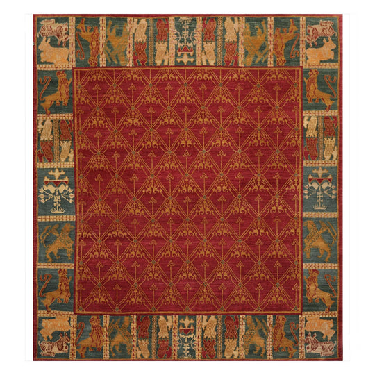 8'3" x 9'8" Hand Knotted Wool Swiss Wash Tibetan Area Rug Red