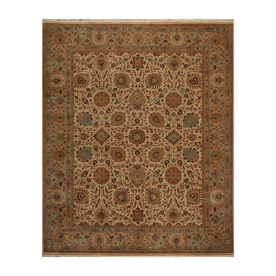 8' x 9'11" Hand Knotted Wool Traditional Agra 200 KPSI Oriental Area Rug Beige