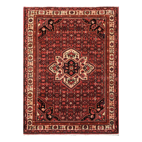 5'1" x 6'10" Hand Knotted 100% Wool Vegetable Dyes Oriental Area Rug Red