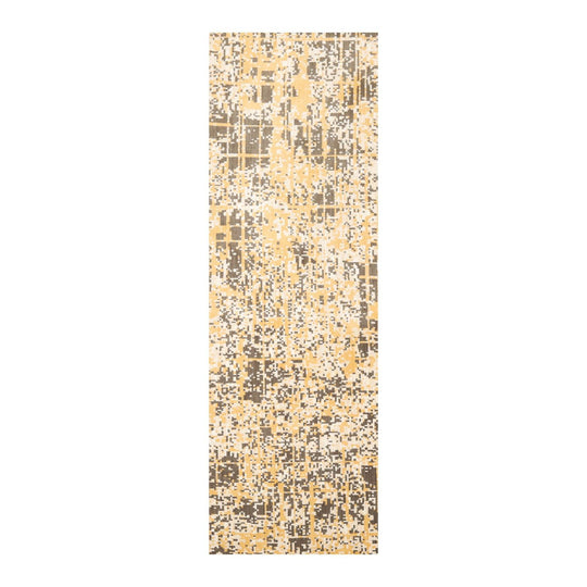 2'4" x 8'3" New Zealand Wool Pixilated Runner Oriental Area Rug Gold