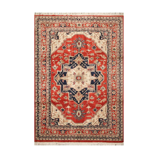 8'2'' x 11'9'' Hand Knotted 100% Wool Rare Romanian Herizz Area Rug Burnt Orange