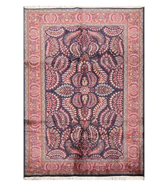 5'11' x 8'11'' Hand Knotted 100% Wool Saroukk Traditional Oriental Area Rug Navy