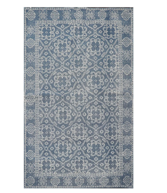 5' x 8' Hand Knotted 100% Wool Oriental Traditional Oriental Area Rug Blue