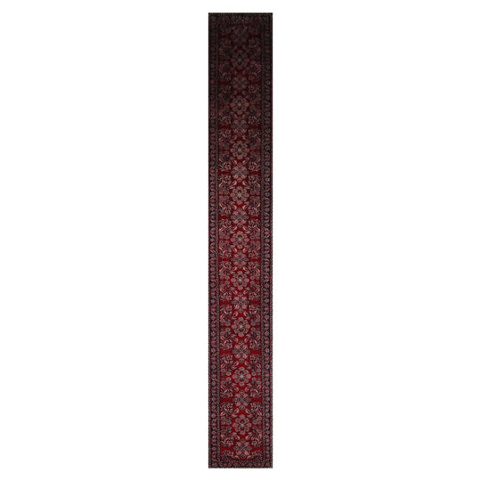 2'7" x 20'2" Runner Hand Knotted 100% Wool Saroukk Traditional Area Rug Burgundy
