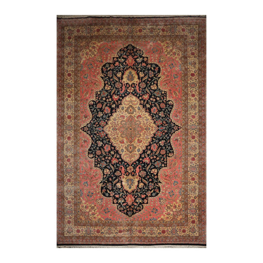 11'9"x17'11" Rare Romanian 100% Wool Hand Knotted Tabrizz Area Rug Midnight Blue