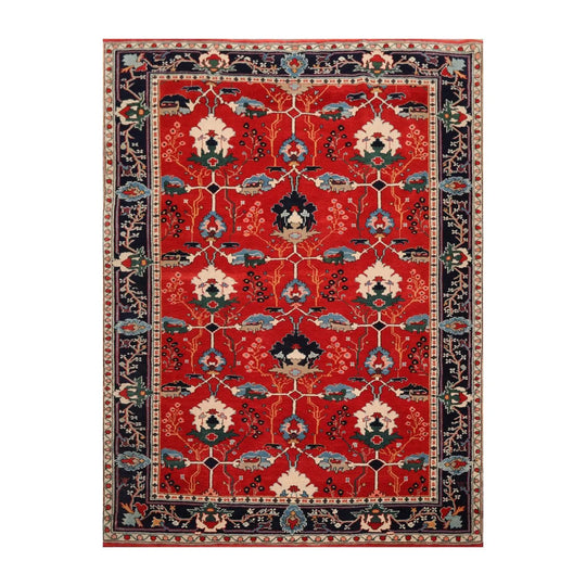 7'x 8'10'' look Hand Knotted Wool Arts & Craft Area Rug Orangy Red