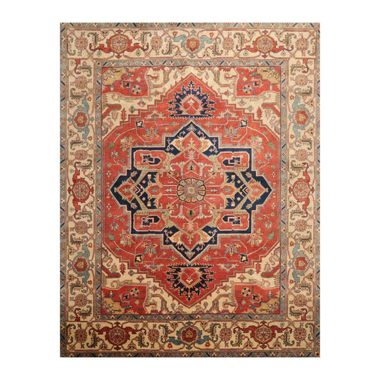 8' x 9'11'' Hand Knotted 100% Wool Herizz Traditional Oriental Area Rug Rust
