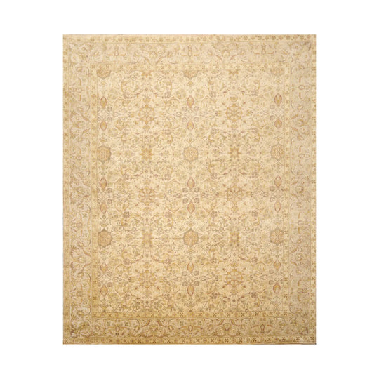 8x10 Beige, Ivory Hand Knotted 100% Wool Agra Traditional 250 KPSI Oriental Area Rug