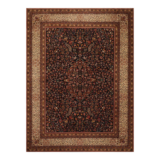 9'1'' x 12'1'' Hand Knotted Wool Saroukk 150 KPSI Area Rug Black