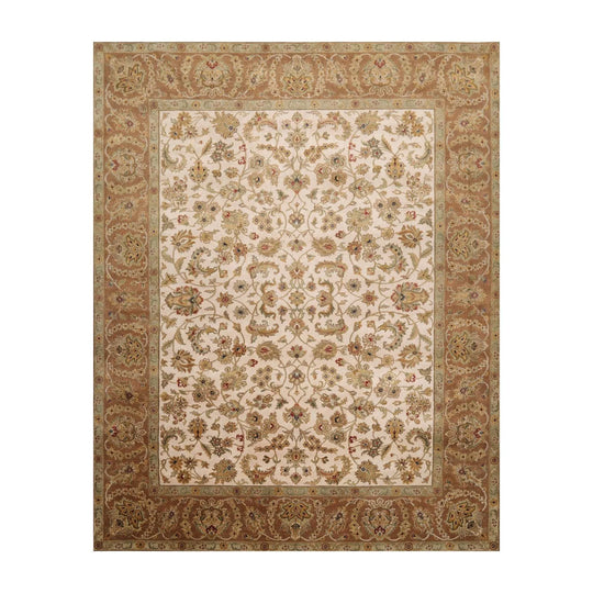8'1'' x 9'11'' Hand Knotted 100% Wool Agra 200 KPSI Oriental Area Rug Beige