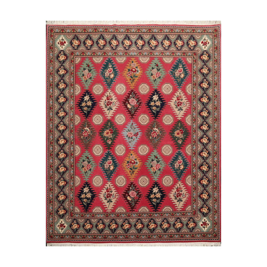 8'2"x 9'10" Hand Knotted Wool & Silk PakPersian 16/18 300 KPSI Oriental Area Rug Pink