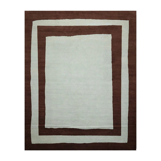 8' x 10' Hand Knotted Tibetan Wool Geometric Modern Oriental Area Rug Aqua