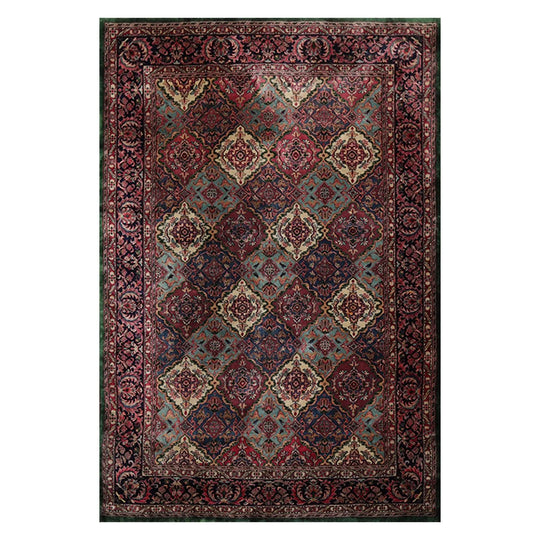 6'5'' x 9'6'' Hand Knotted Wool Multi Panel Traditional Oriental Area Rug Plum