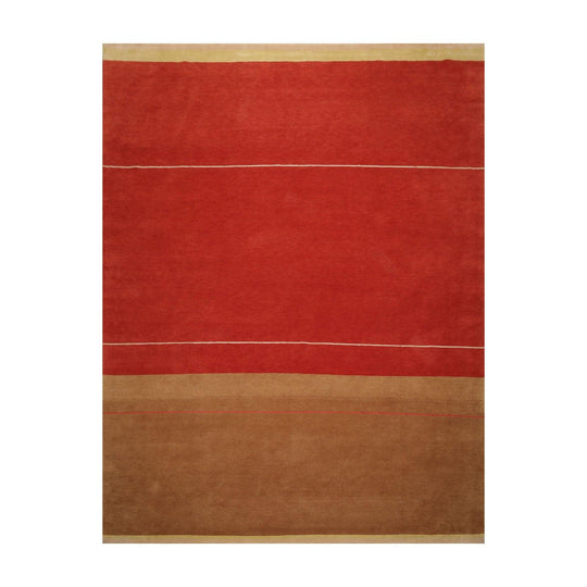 9'1" x 11'9'' Hand Knotted Tibetan Wool Hip Designer Area Rug Terracotta Brown