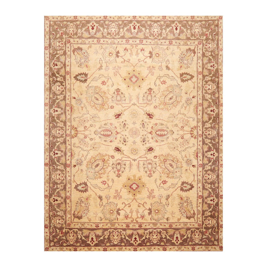 7'9"x 10'3" Hand Knotted Wool Peshawar Traditional Oriental Area Rug Beige Brown