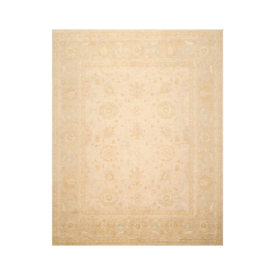 8' x 9'11'' Hand Knotted Muted 100% Wool Peshawar Design Area Rug Beige
