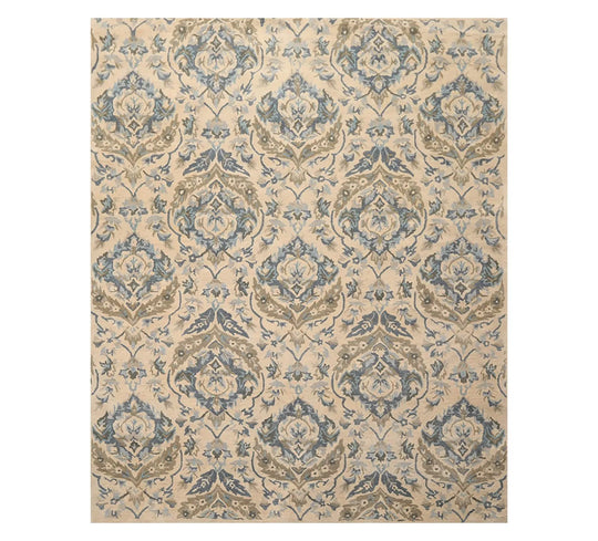 7'5'' x 9'5'' Hand Knotted Handmade 100% Wool Patterned Area Rug Beige