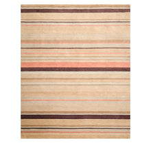 8' x 10' Handmade Tibetan Wool Designer Stripes Modern Oriental Area Rug Beige - Oriental Rug Of Houston