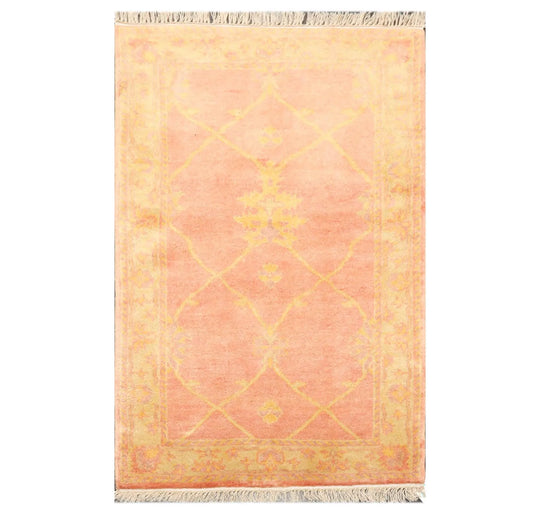 3'1'' x 4'10'' Hand Knotted 100% Wool Oushak Traditional Area Rug Salmon