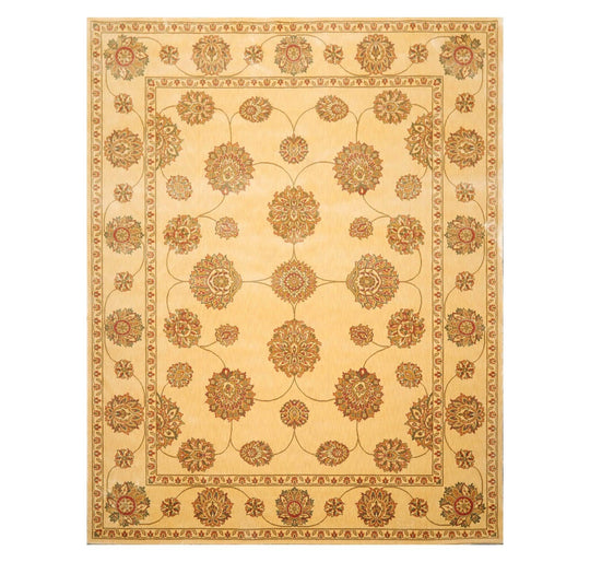 7'6" x 9'6" Machine Made 100% Wool Oriental Area Rug Champagne, Green