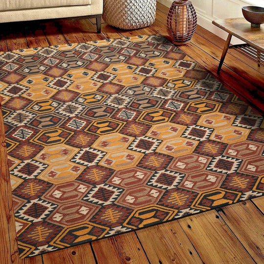 Handmade Multi Size 100% Wool Traditional Oriental Area Rug Gold