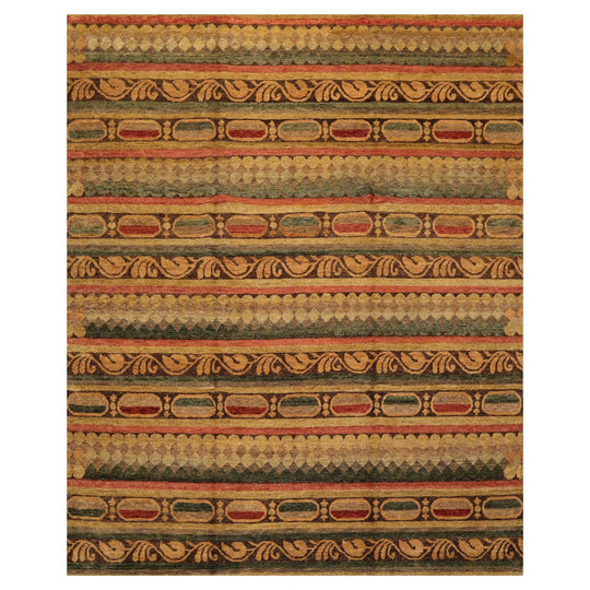 7'10" x 9'9" Hand Knotted Wool Transitional Tibetan Area Rug Gold