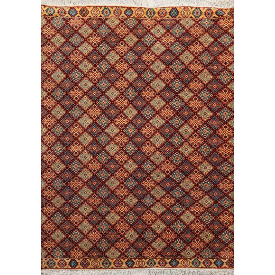 5'6" x 7'10" Hand Knotted 100% Wool Kashkulli Oriental Area Rug Burgundy, Blue