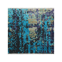 2’ x 2’ Hand Knotted Wool & Silk Modern Square Tibetan Area rug Turquoise - Oriental Rug Of Houston