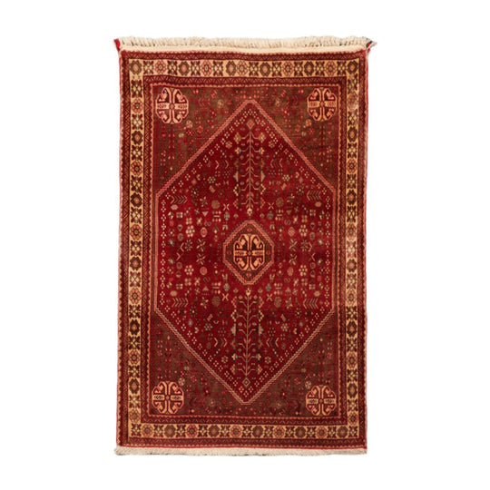 3’4” x 5’1" Hand Knotted Wool Vintage Abadehh 200 KPSI Oriental Area Rug Ruby