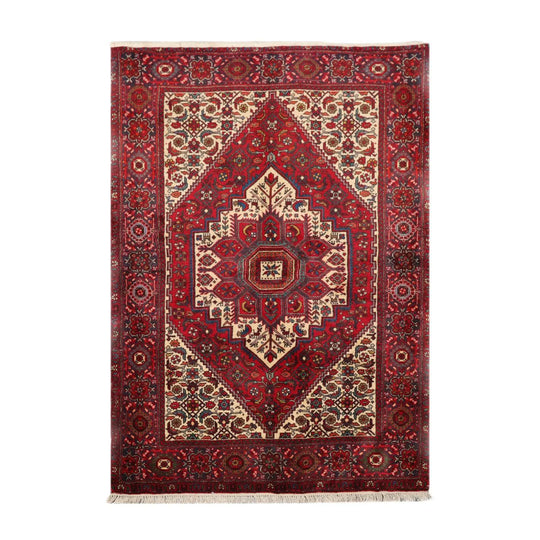 3’5” x 5’ Vintage Hand Knotted 100% Wool Bidjaar 250 KPSI Oriental Area Rug Red