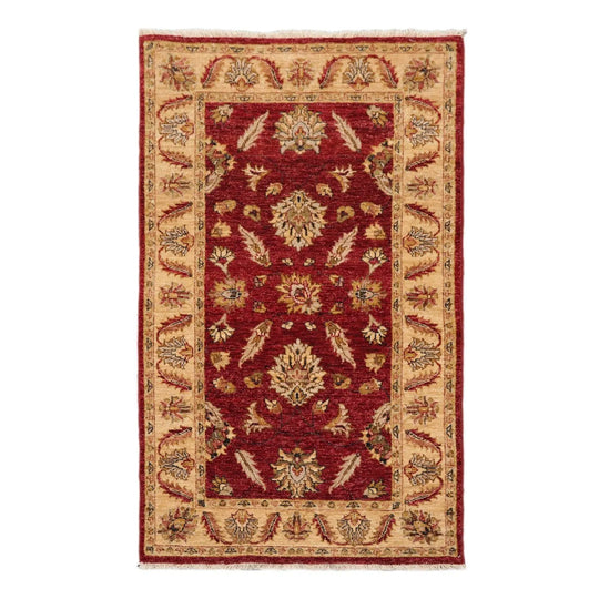 3’ x 5’ Hand Knotted 100% Wool Peshawar Traditional Oriental Area Rug Red