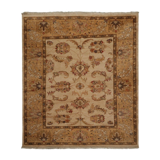 7’11”x9’4" Authentic Hand Knotted Wool Turkish Oushak Oriental Area Rug Beige