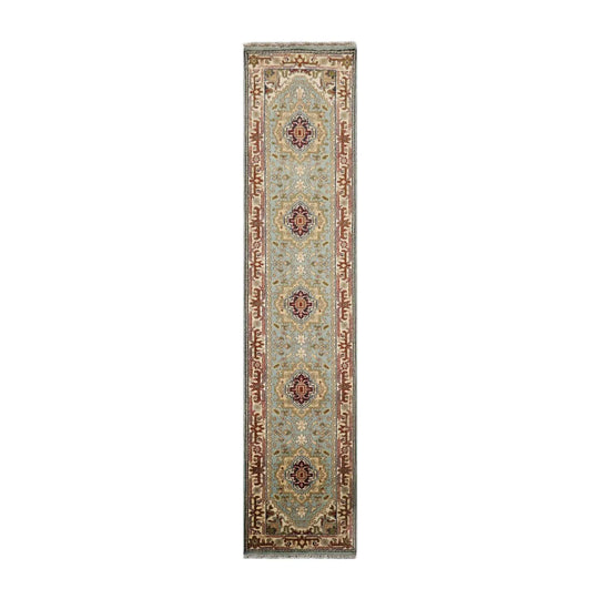 2’7” x 11’9” Hand Knotted 100% Wool Runner Traditional Oriental Area Rug Aqua