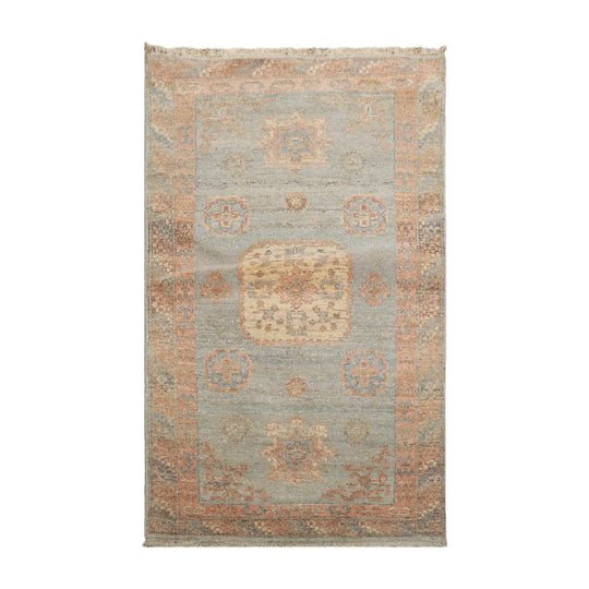 Muted Afghan Oushak Vegetable Dyes 3’ x 5’ Hand Knotted Wool Area Rug Slate