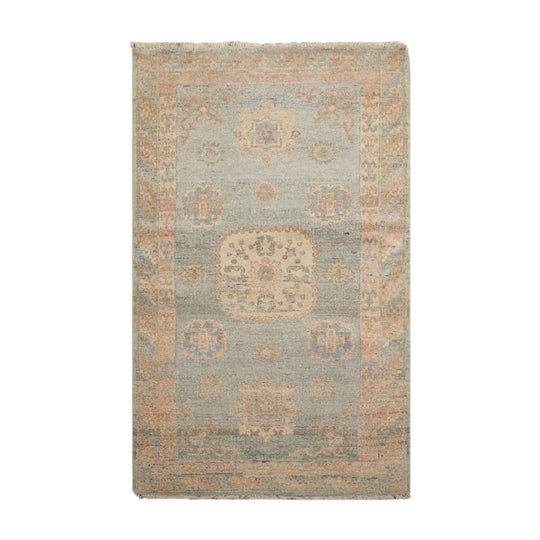 Muted Afghan Oushak Vegetable Dyes 3’ x 5’ Hand Knotted Wool Area Rug Slate
