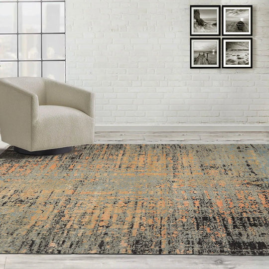 8’ x 10’ Hand Knotted Wool & Silk Tibetan Sherpa Designer Area Rug Gray