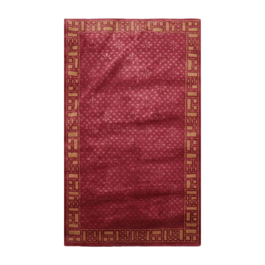 Tibetan Hand Knotted Wool & Silk Traditional Oriental Area Rug Plum 3' x 5'