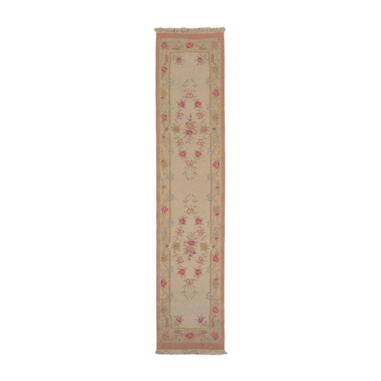 Vintage Runner Hand Knotted Wool Traditional Area Rug Beige 2'7'' x 12'