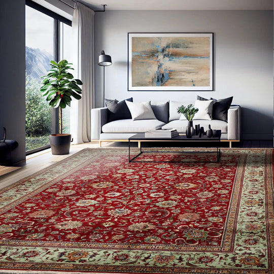 11' x15'Hand Knotted 100% Wool Tabriz Traditional Oriental Area Rug Red, Mint Color