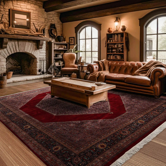 12x15 Palace Hand Knotted Persian 100% Wool 250 KPSI Bidjar Traditional Oriental Area Rug Cinnamon,Navy Color