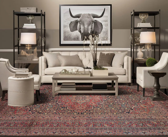 10'11''x16'5'' Hand Knotted 100% Wool Khorassan Traditional Oriental Area Rug Midnight Blue, Blush Color