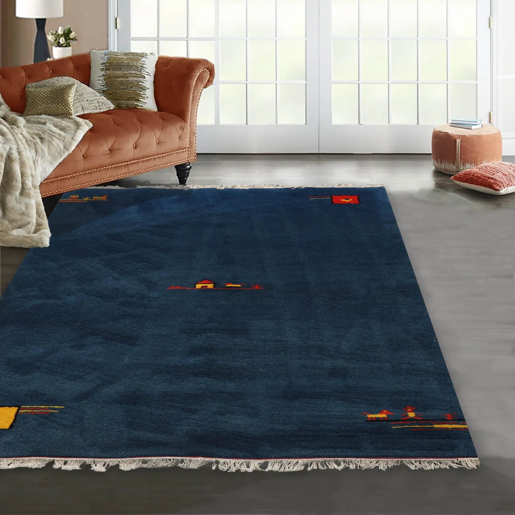 Tribal Modern Kids Room 3X5 Indo-Gabbeh Rug | Oriental Natural Wool 3X5 Area Rug store | Handmade Home Decor Furnishings