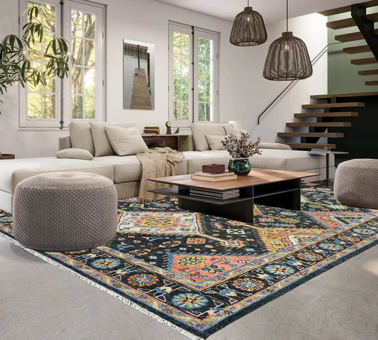 9x12 LoomBloom Charcoal Hand Knotted 100% Wool Turkish Oushak Arts & Crafts Oriental Area Rug